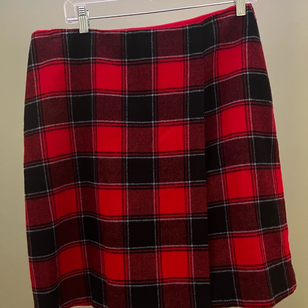 Talbots Red and Black Plaid Mini Skirt
